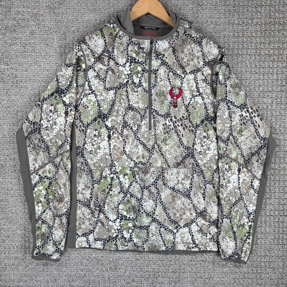 Badlands Variant Merino Hoodie Mens XL Wool Camo 1/4 Zip Hunting Pullover